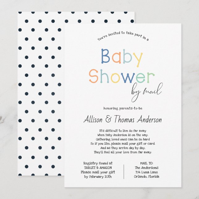 Invitación Baby Shower por correo (Anverso / Reverso)