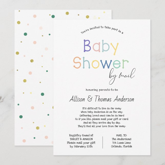 Invitación Baby Shower por correo (Anverso / Reverso)