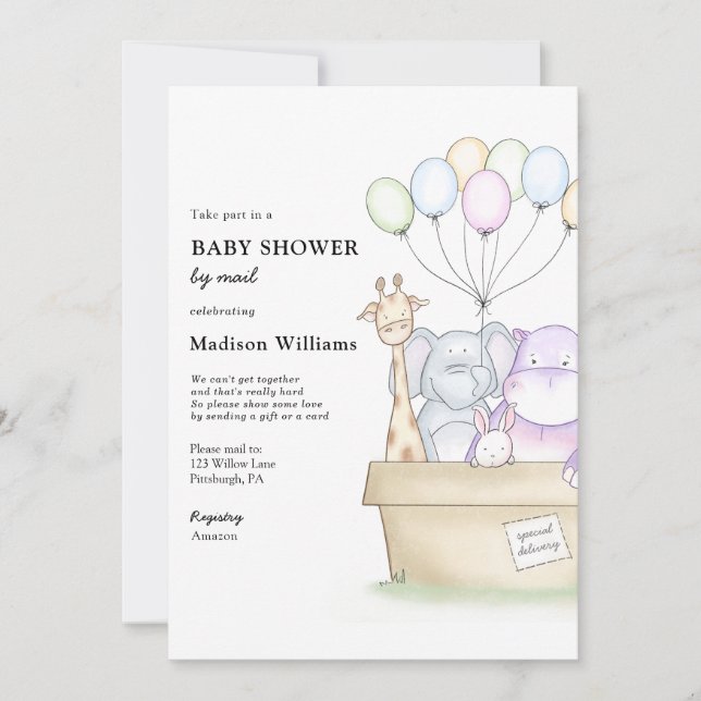 Invitación Baby Shower por correo (Anverso)