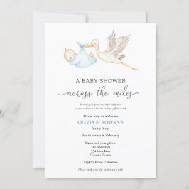 Invitación Baby Shower por correo Blue Stork