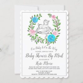 Invitación Baby Shower por correo | Caballo de Roca de Wreath