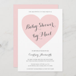 Invitación Baby Shower Por Correo Cute Chica De Corazón Rosa