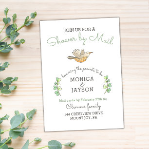 Invitación Baby Shower por correo Cute Mama Bird