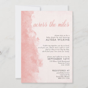 Invitación Baby Shower por correo Elegante Tinta Lavada Rosa