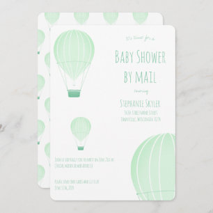 Invitación Baby Shower por correo Globo de aire caliente verd