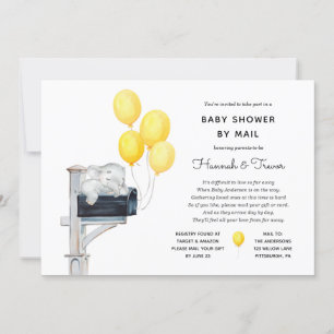 Invitación Baby Shower por correo globos amarillos