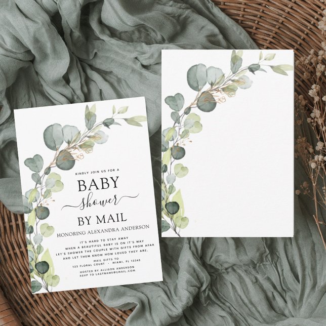 Invitación Baby Shower Por Correo Greenery Eucalyptus (Subido por el creador)