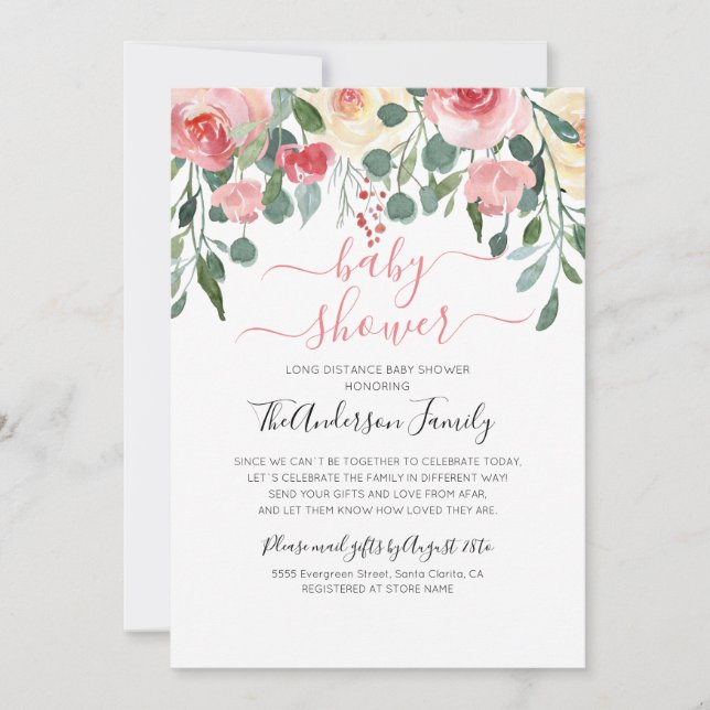 Invitación Baby Shower Por Correo Larga Distancia (Anverso)