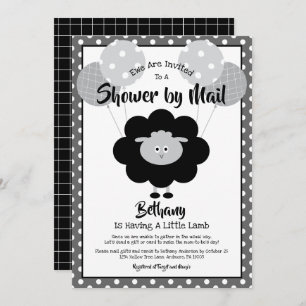 Invitación Baby Shower por correo Moda Cordero negro y blanco