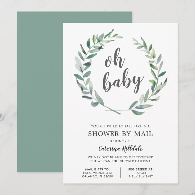 Invitación Baby Shower Por Correo Oh Género Neutral Del Bebé (Anverso / Reverso)