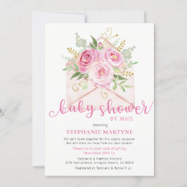Invitación Baby Shower Por Correo Sobre Floral Rosa