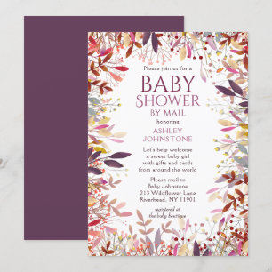 Invitación Baby Shower Por Correo Watercolor Flor Silvestre