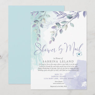 Invitación Baby Shower por correo Watercolor Lilac y Verde az