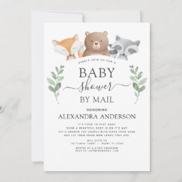 Invitación Baby Shower Por Correo Woodland Eucalyptus Greener