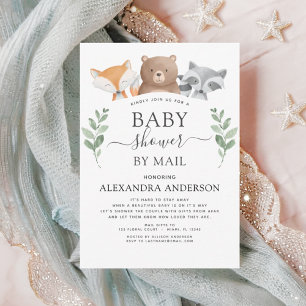 Invitación Baby Shower Por Correo Woodland Eucalyptus Greener