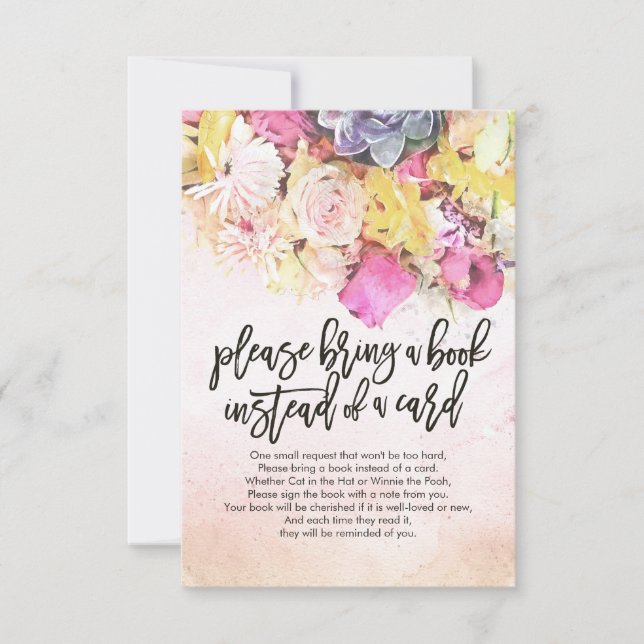 Invitación Baby Shower Por Favor Traiga un Libro En Lugar De  (Anverso)