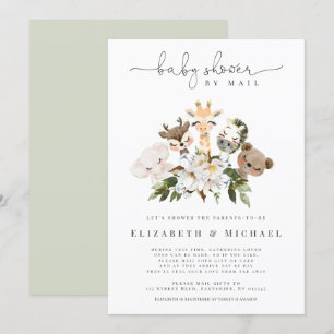 Invitación Baby Shower Por Mail Animals Faux Gold Floral