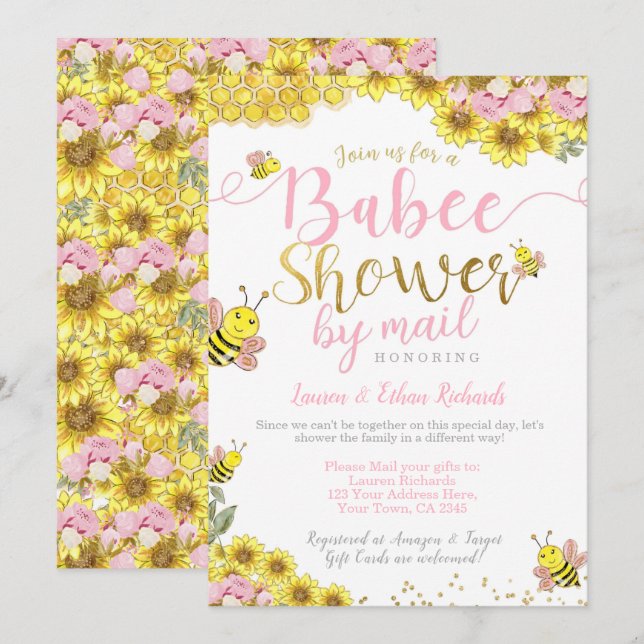 Invitación Baby Shower por Mail Bee (Anverso / Reverso)