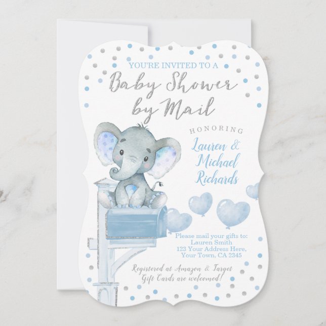 Invitación Baby Shower por Mail Elephant (Anverso)