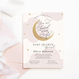 Invitación Baby Shower por Mail Pink Twinkle Star y Moon