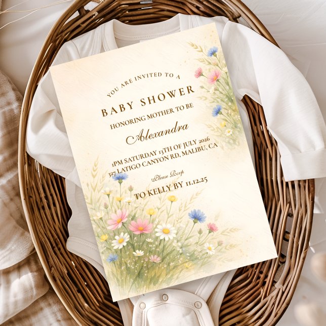 Invitación Baby Shower Pradera de Flores Silvestres de Primav (Subido por el creador)