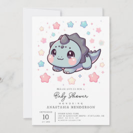 Invitación Baby Shower prehistórico elegante de dinosaurios