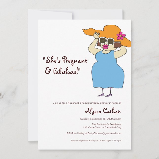 Invitación Baby Shower preñado y fabuloso (Anverso)