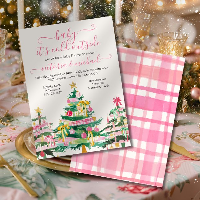 Invitación Baby Shower Preppy Christmas Tree (Subido por el creador)