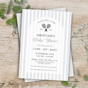 Invitación Baby Shower Preppy Light Gray Tennis Country Club