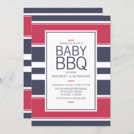 Invitación Baby Shower Preppy Red, White & Blue BB