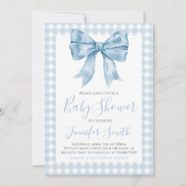 Invitación Baby Shower Preppy Southern Blue Bow Boy