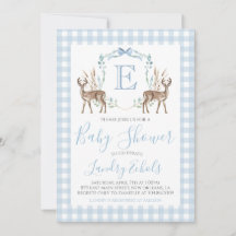 Baby Shower Preppy Southern Blue Boy Deer Hunter