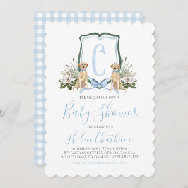 Invitación Baby Shower Preppy Southern Blue Boy Dog