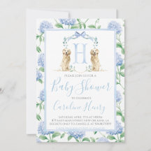 Baby Shower Preppy Southern Blue Boy Dog