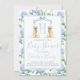 Invitación Baby Shower Preppy Southern Blue Boy Dog