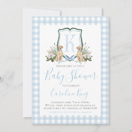 Invitación Baby Shower Preppy Southern Blue Boy Dog