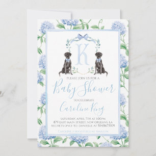 Invitación Baby Shower Preppy Southern Blue Boy Dog