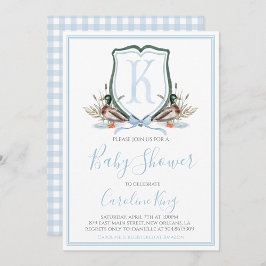 Invitación Baby Shower Preppy Southern Blue Boy Duck