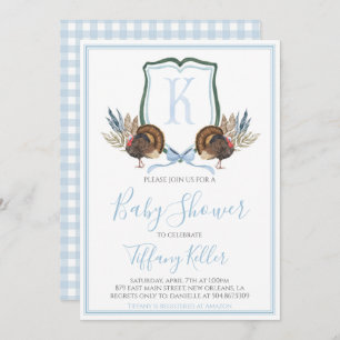 Invitación Baby Shower Preppy Southern Blue Boy Turquía