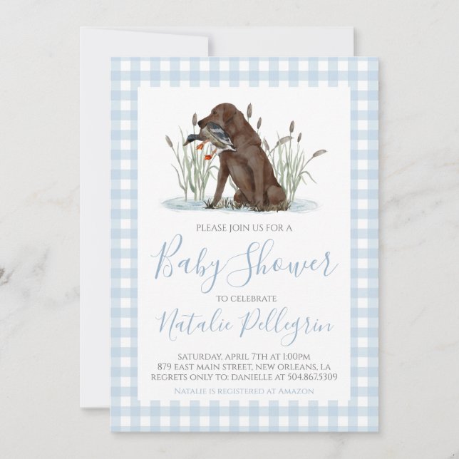 Invitación Baby Shower Preppy Southern Duck Hunter (Anverso)