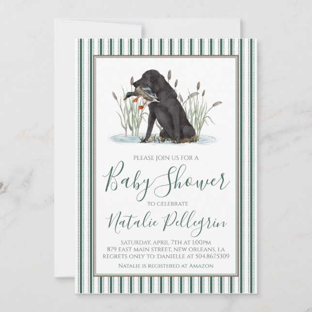 Invitación Baby Shower Preppy Southern Duck Hunter (Anverso)