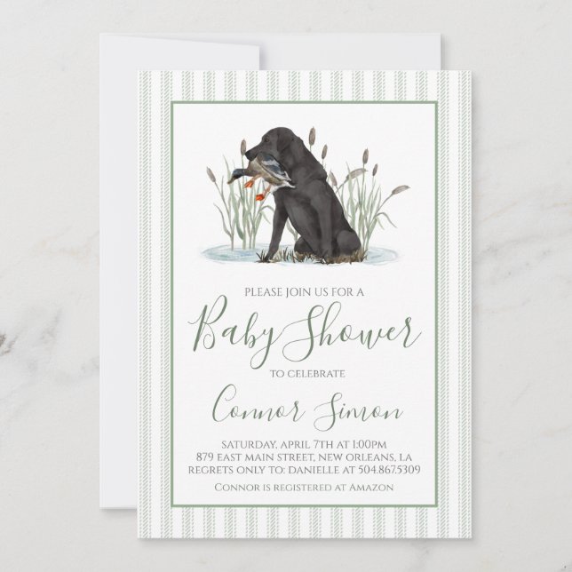 Invitación Baby Shower Preppy Southern Duck Hunter (Anverso)