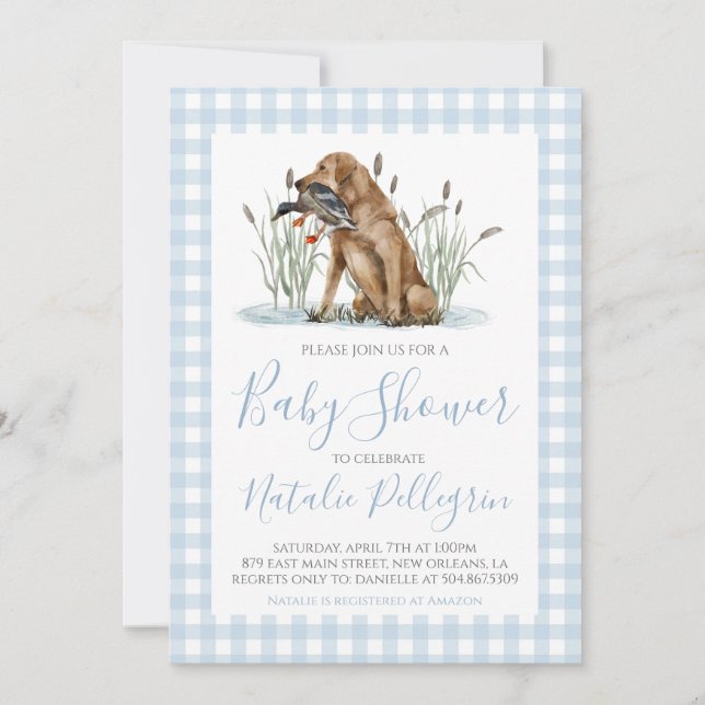 Invitación Baby Shower Preppy Southern Duck Hunter (Anverso)