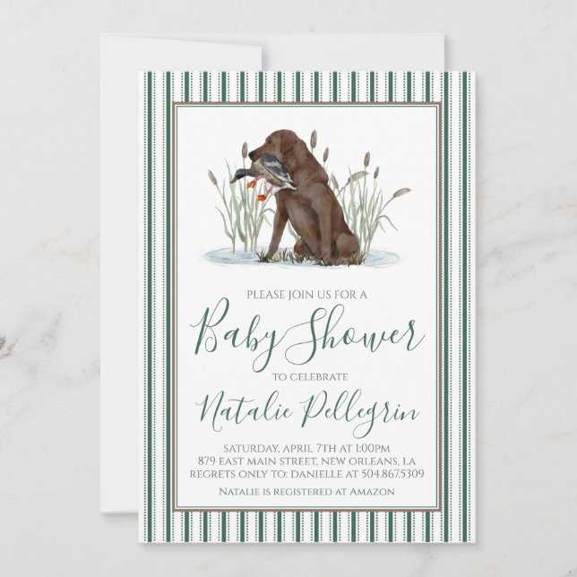 Invitación Baby Shower Preppy Southern Duck Hunter (Anverso)