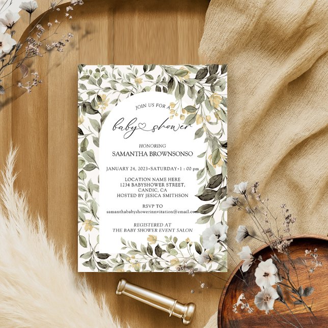 Invitación Baby Shower Presupuesto de Flor Greenery (Subido por el creador)