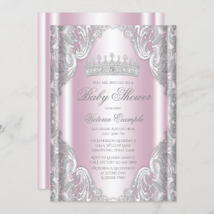 Invitación Baby Shower Princesa Princesa Rosa Plata Gris