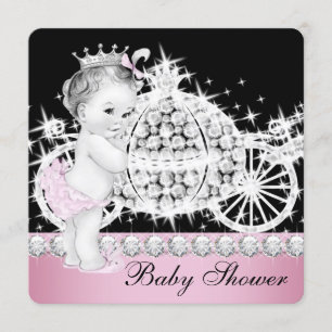 Invitación Baby Shower Princesa Rosa Caballo y Porte