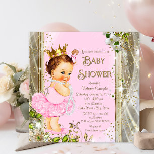 Invitación Baby Shower Princess tutu de oro rosado