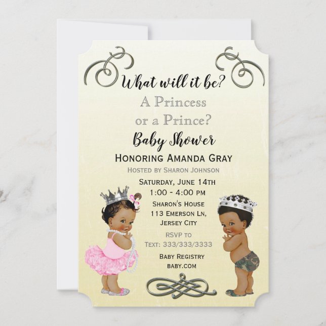 Invitación Baby Shower Príncipe o Princesa (Anverso)