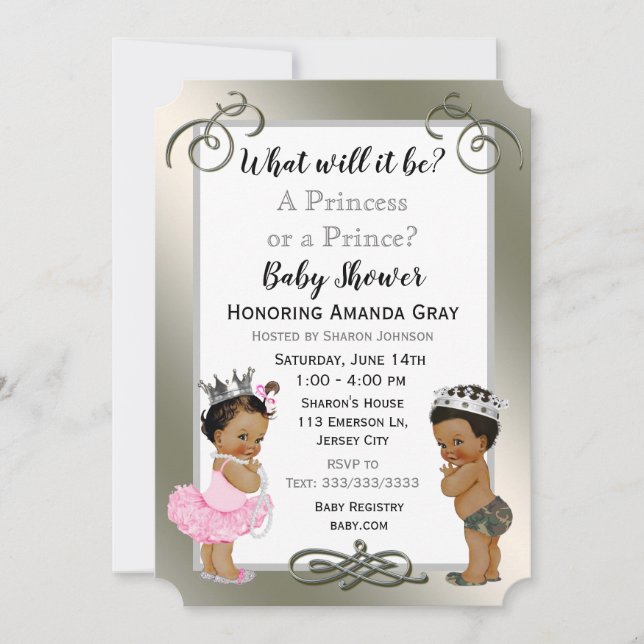 Invitación Baby Shower Príncipe o Princesa (Anverso)